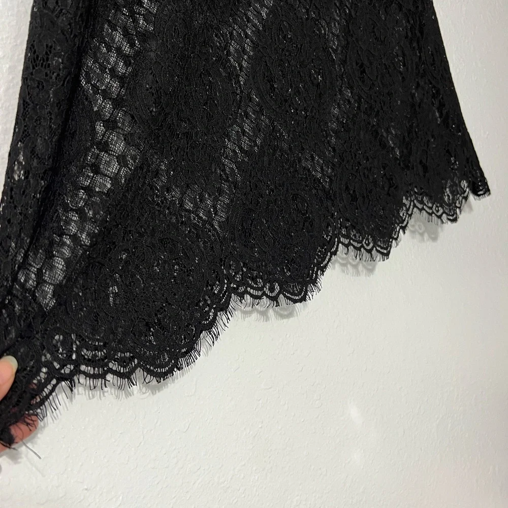 Forever 21 Lace Shirt Dress Womens Medium Black Midi Romantic Goth Sheer - Picture 5 of 9